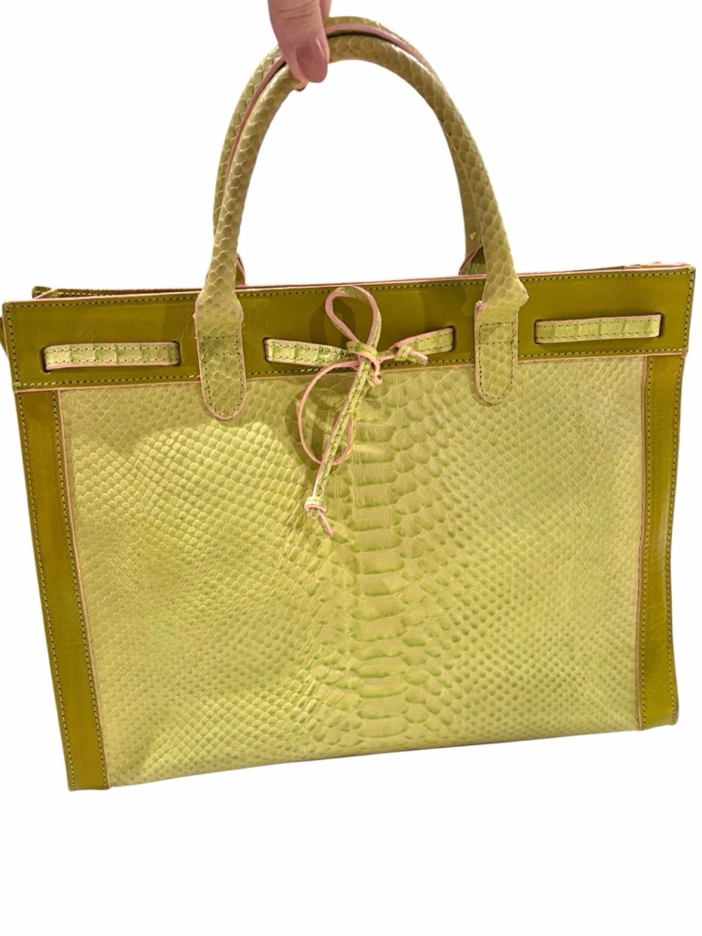 Crocodile-embossed leather tote bag by
Claudia Firenze